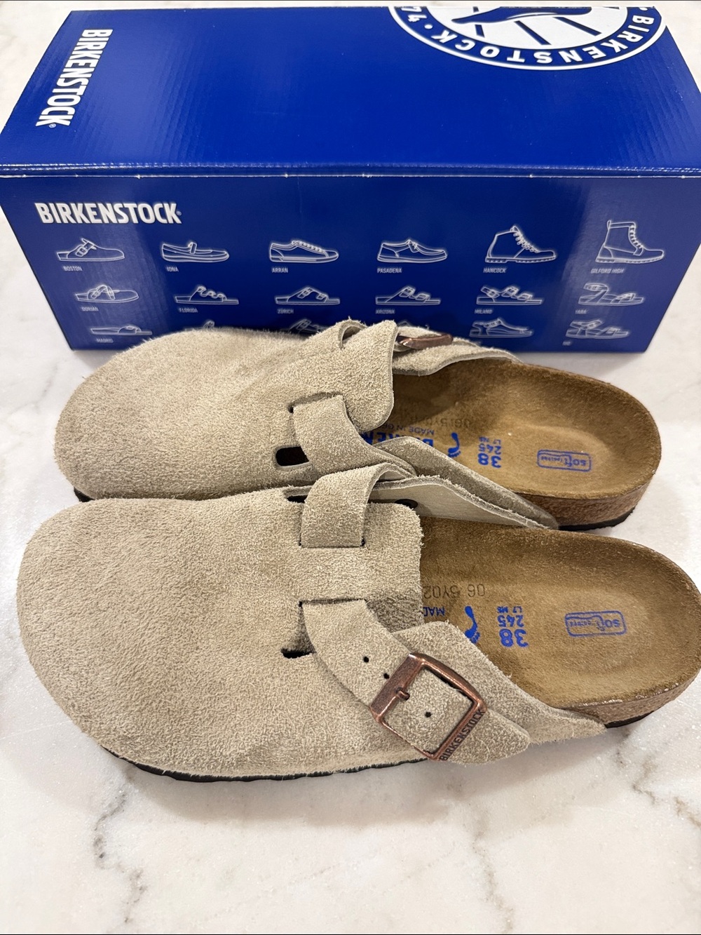 Birkenstock Boston Soft Footbed Suede Leather Taupe